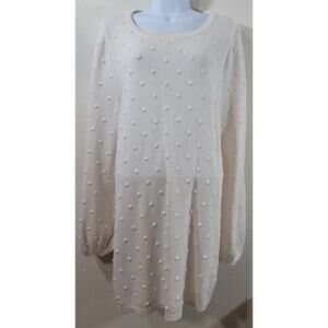 Girls With Curves Lane Bryant White Sweater Raised Material 18 20 Round Neck
